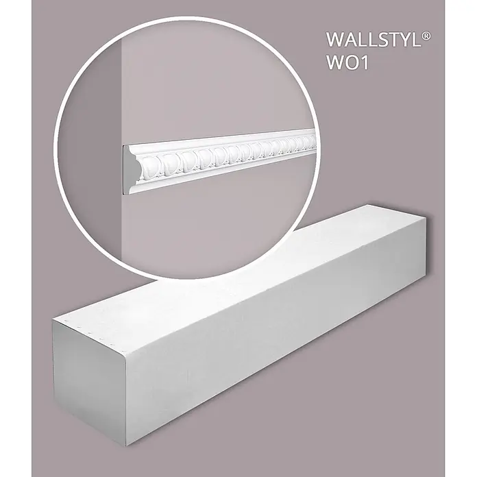 NOEL & MARQUET Wandleiste WO1-box LxBxH: 200 x 1.8 x 3.8 cm 49 Stk. weiß - 