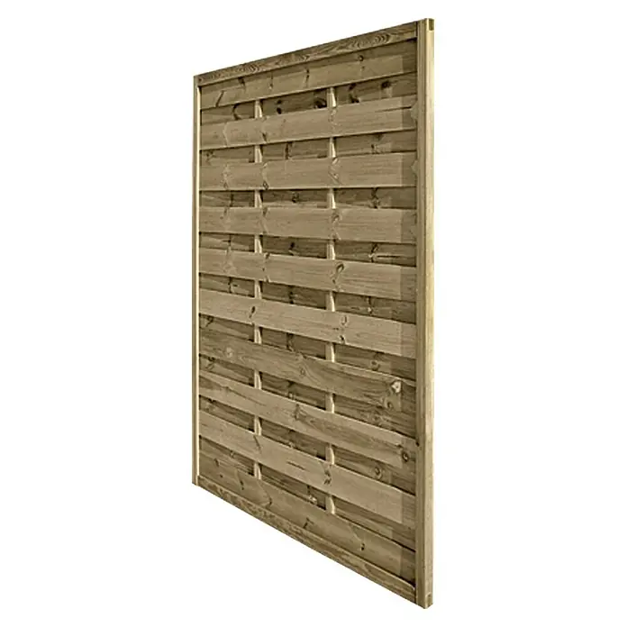 Joda Sichtschutzelement Leicht - 180 x 180 cm, Kesseldruckimprägniert grün - Holzzaun-Element für den Garten. Das Element besteht aus horizontalen Brettern, die leicht versetzt angeordnet sind und für Sichtschutz sorgen.