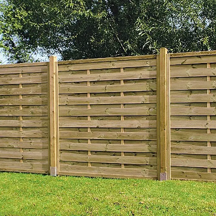 Joda Sichtschutzelement Leicht - 180 x 180 cm, Kesseldruckimprägniert grün - Ein Holzzaun aus horizontalen Brettern mit stabilen Pfosten, ideal für den Garten. Er bietet Privatsphäre und eine natürliche Optik.
