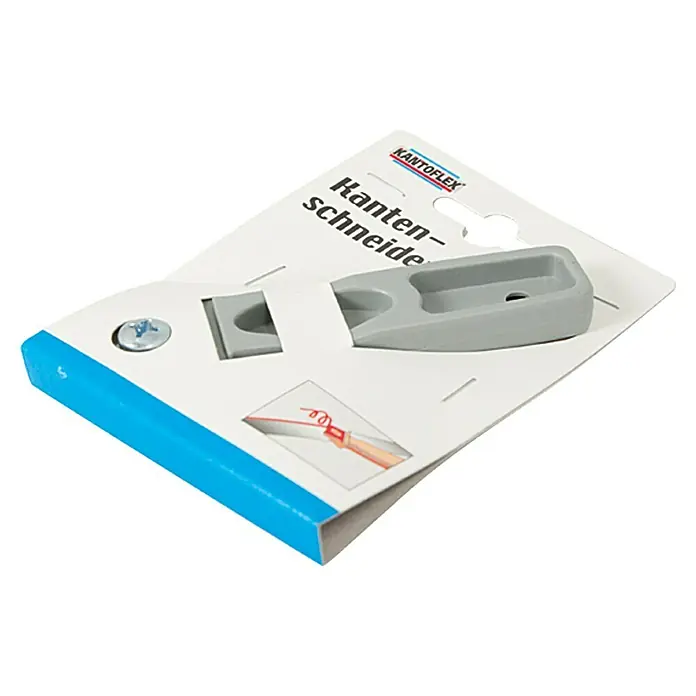 Kantoflex Kantenschneider IGeeignet für: Überstehende Kantenumleimer - Kantoflex Kantenschneider auf einer Verkaufsverpackung, ein Werkzeug zum Schneiden von Kanten, ideal für Handwerker und Heimwerker.