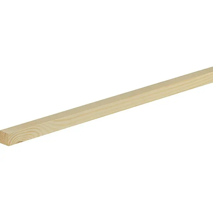 Quadratleiste - L x B x H: 240 x 1,3 x 1,3 cm, Fichte/Kiefer - Aufnahme eines hellen, unbehandelten Holzstücks, das sich ideal für Bastelprojekte und Bauanwendungen eignet.