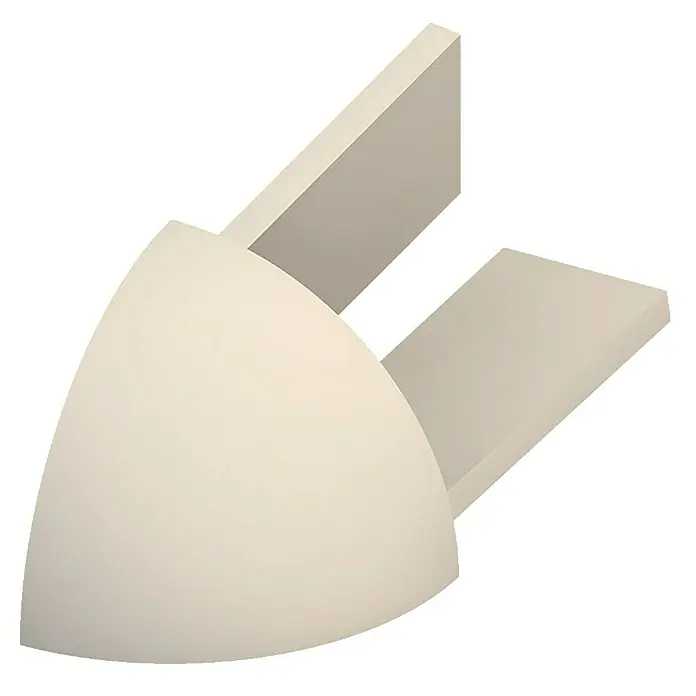 Viertelkreis-Außeneck - Bahama Beige, 10 mm - Nahaufnahme eines modernen, cremefarbenen Eckschutzes, der für Möbel und Wände verwendet wird und einen minimalistischen Stil aufweist.