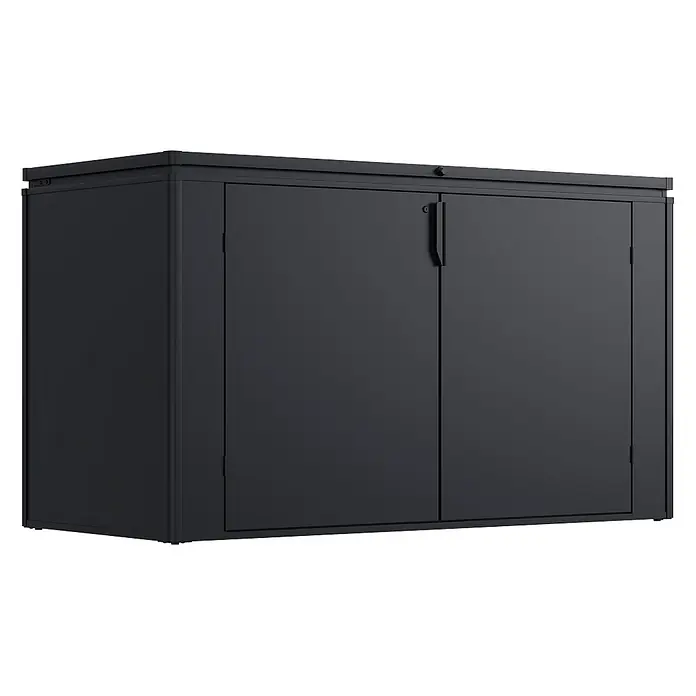 Weide Noble MAX Gartenbox 2400 L Stahl 2,1 m x 95 cm x H 120 cm Anthrazit -  - Dunkelgrauer Metallschrank mit zwei Türen und einer oberen Klappe, robust und funktional gestaltet.