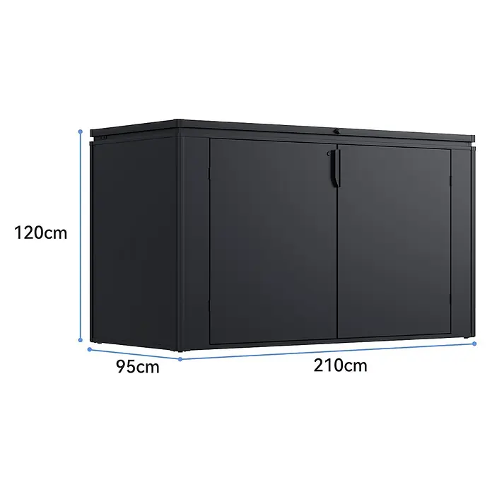 Weide Noble MAX Gartenbox 2400 L Stahl 2,1 m x 95 cm x H 120 cm Anthrazit -  - Schwarzer Metall-Geräteschrank mit Doppeltüren und Griffen.