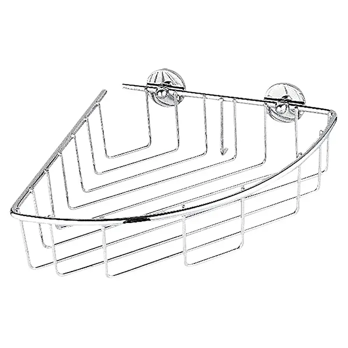 Nie wieder bohren Cesta de baño angular BT110P - 20,5 x 21 x 7,6 cm, Metal - Estante esquinero de alambre cromado para almacenamiento de ducha, ideal para organización de baño.