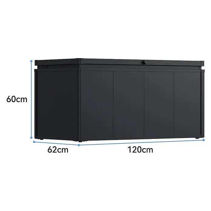 Weide Noble Gartenbox 450 L Stahl/Alu 1,2 m x 62 cm x H 60 cm Anthrazit -  - Dunkelgraue Outdoor-Aufbewahrungsbox, 60cm H x 62cm T x 120cm L.