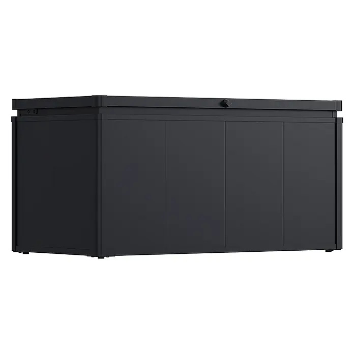 Weide Noble Gartenbox 450 L Stahl/Alu 1,2 m x 62 cm x H 60 cm Anthrazit -  - Dunkelgraue Outdoor-Aufbewahrungsbox mit flacher Oberseite und mehreren Frontzugangsklappen.