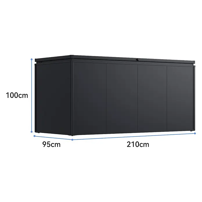 Weide Noble Gartenbox 2000 L Stahl/Alu 2,1 m x 95 cm x H 100 cm Anthrazit -  - Dunkelgraue Gerätebox mit den Maßen 100cm H x 95cm T x 210cm B.