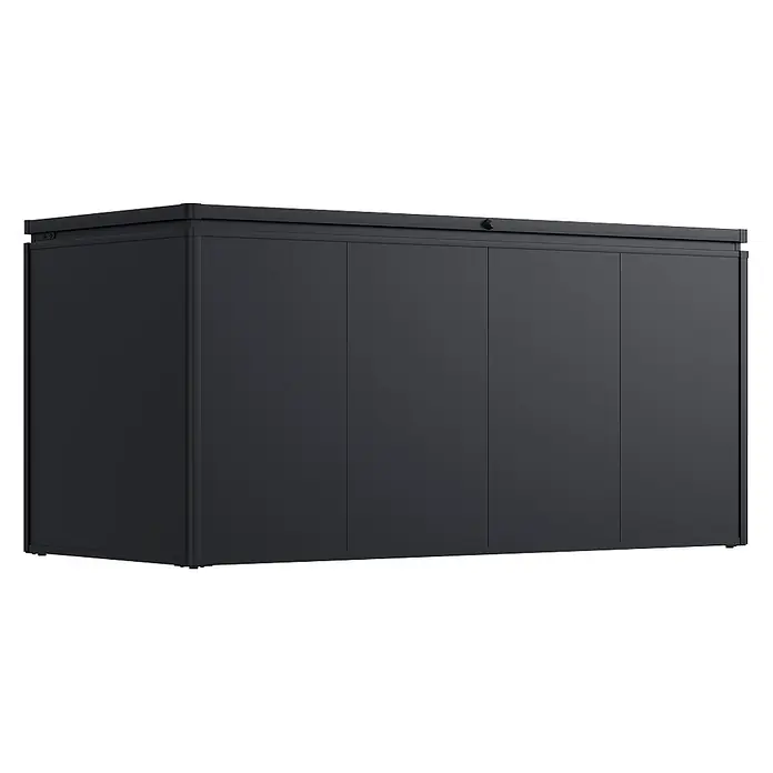 Weide Noble Gartenbox 2000 L Stahl/Alu 2,1 m x 95 cm x H 100 cm Anthrazit -  - Dunkelgraue rechteckige Aufbewahrungsbox mit mehreren Frontplatten und flacher Oberseite.