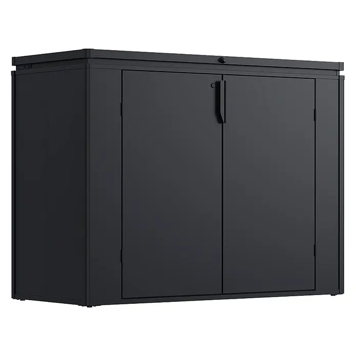 Weide Noble MAX Gartenbox 1340 L Stahl 1,6 m x 70 cm x H 120 cm Anthrazit -  - Dunkelgrauer zweitüriger Metall-Aufbewahrungsschrank mit Schloss und vertikalem Griff.