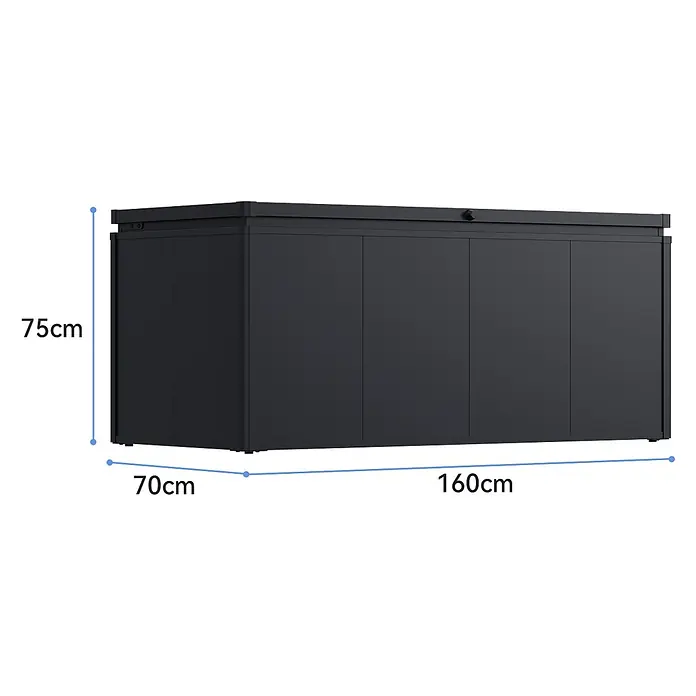 Weide Noble Gartenbox 830 L Stahl/Alu 1,6 m x 75 cm x H 70 cm Anthrazit -  - Dunkelgraue Outdoor-Aufbewahrungsbox, 160 cm (B) x 70 cm (T) x 75 cm (H).