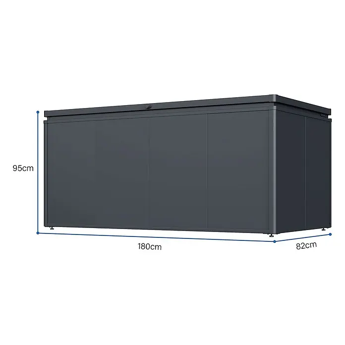 Weide Noble Gartenbox 1400 L Stahl/Alu 1,8 m x 95 cm x H 82 cm Anthrazit -  - Dunkelgraue Outdoor-Aufbewahrungsbox, 180cm breit, 95cm hoch, 82cm tief.