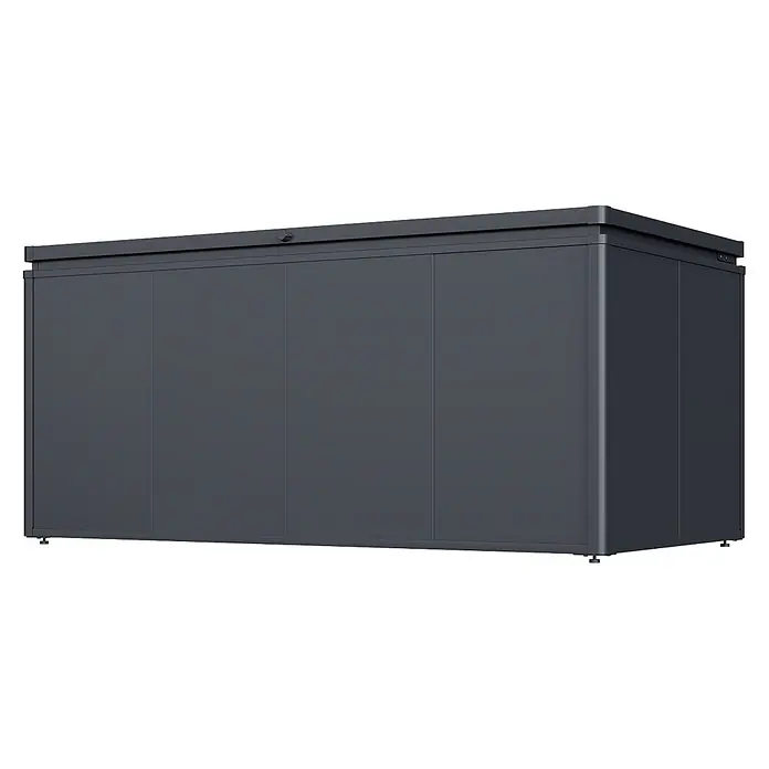 Weide Noble Gartenbox 1400 L Stahl/Alu 1,8 m x 95 cm x H 82 cm Anthrazit -  - Dunkelgraue rechteckige Outdoor-Aufbewahrungsbox mit flachem Deckel und Türpaneelen auf kleinen Füßen.