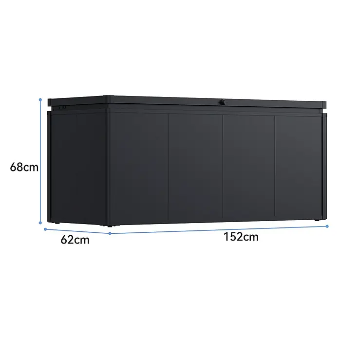 Weide Noble Gartenbox 640 L Stahl/Alu 1,52 m x 62 cm x H 68 cm Anthrazit -  - Dunkelgraue Outdoor-Aufbewahrungsbox, 152cm B x 62cm T x 68cm H.