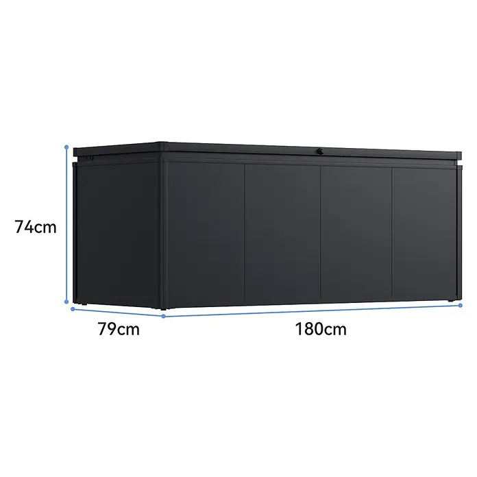 Weide Noble Gartenbox 1015 L Stahl/Alu 1,8 m x 79 cm x H 74 cm Anthrazit -  - Dunkelgraue Outdoor-Aufbewahrungsbox, 180 cm L x 79 cm T x 74 cm H, mit schlankem Design und Deckel.