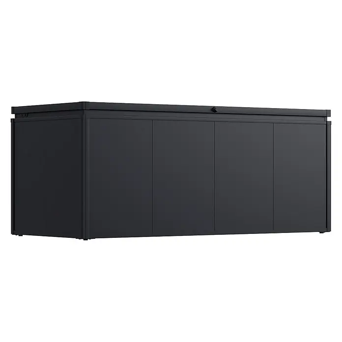Weide Noble Gartenbox 1015 L Stahl/Alu 1,8 m x 79 cm x H 74 cm Anthrazit -  - Dunkelgrauer Outdoor-Schrank mit flacher Oberseite und vier Paneeltüren, für effiziente Organisation im Freien.