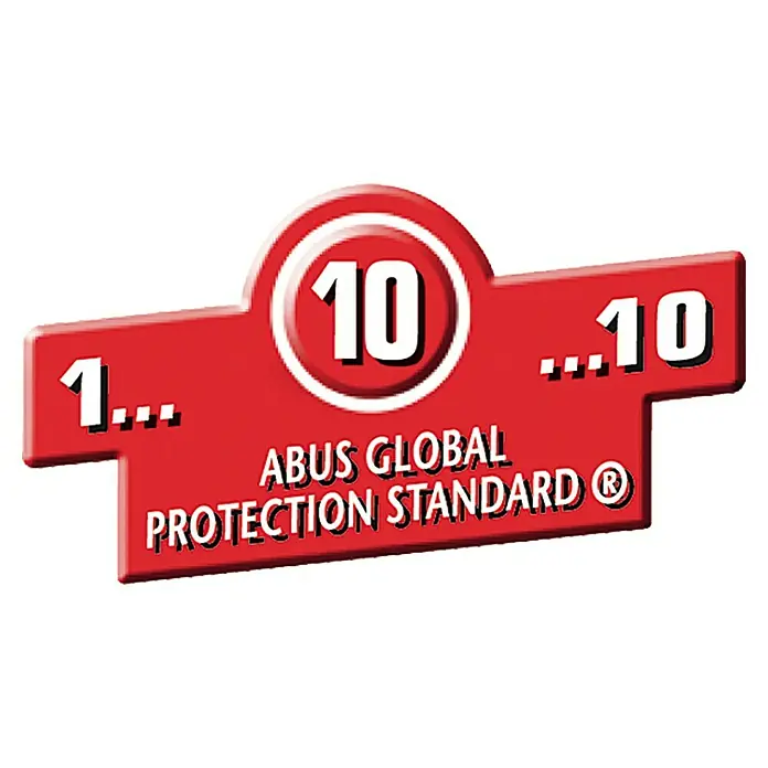 Abus Zusatzschloss 7030 - Sperrbügel, Braun, Universell einsetzbar, Geeignet für: Nach innen öffnende Eingangstüren - ABUS Global Protection Standard Level 1 bis 10, rot. Ein Zeichen für hohe Sicherheitsstandards von ABUS Produkten.