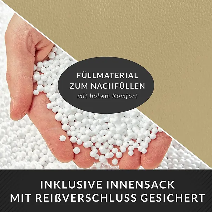 Green Bean Sitzhocker Stay Kunstleder 43x30 cm Dunkelblau -  - Beiger strukturierter Stoff mit weißen Nachfüllkügelchen. Betont bequemes Füllmaterial und inklusive Innensack mit Reißverschluss.