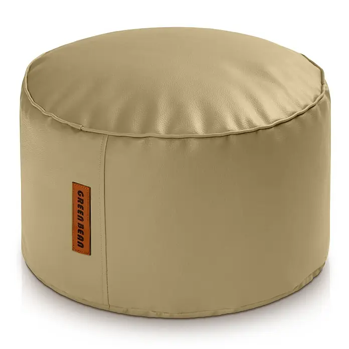 Green Bean Sitzhocker Stay Kunstleder 43x30 cm Dunkelblau -  - Runder beiger Kunstleder-Sitzsack mit „GREEN BEAN“-Etikett.
