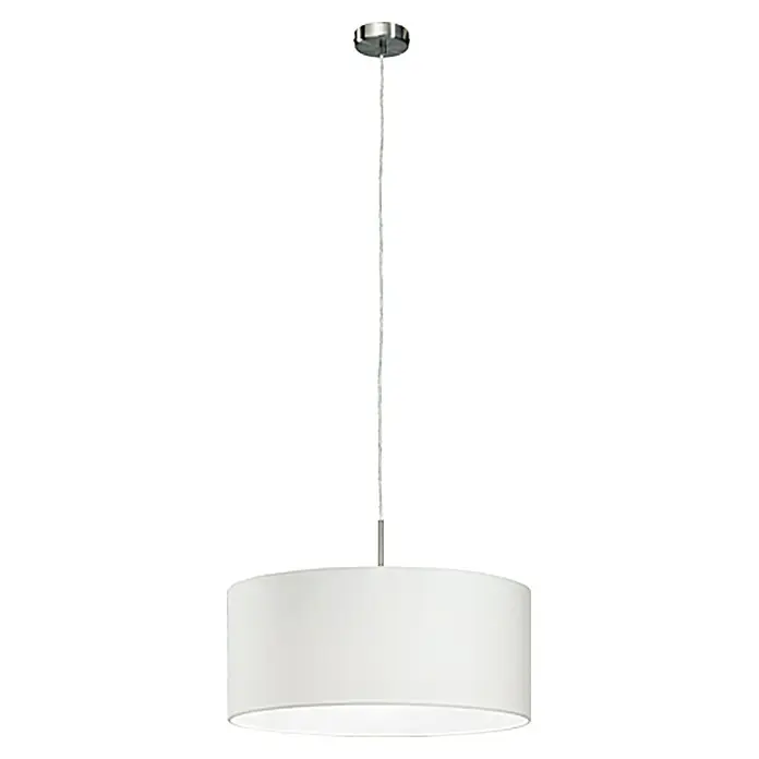 Eglo Pasteri Pendelleuchte rund - 60 W, Ø x H: 530 mm x 110 cm, Weiß, Nickel matt, E27 - Eine elegante weiße Hängeleuchte, ideal für modernes Interieur. Die Lampe spendet ein warmes Licht.