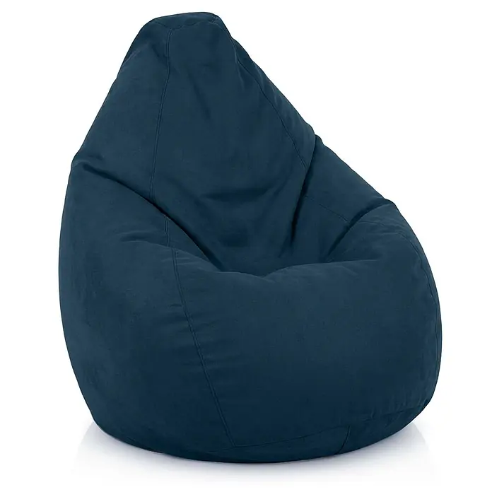 Green Bean Sitzsack Drop mit Rückenlehne 60x60x90 cm Dunkelblau -  - Dunkelblauer Sitzsack aus Stoff, birnenförmig für ergonomischen Komfort.