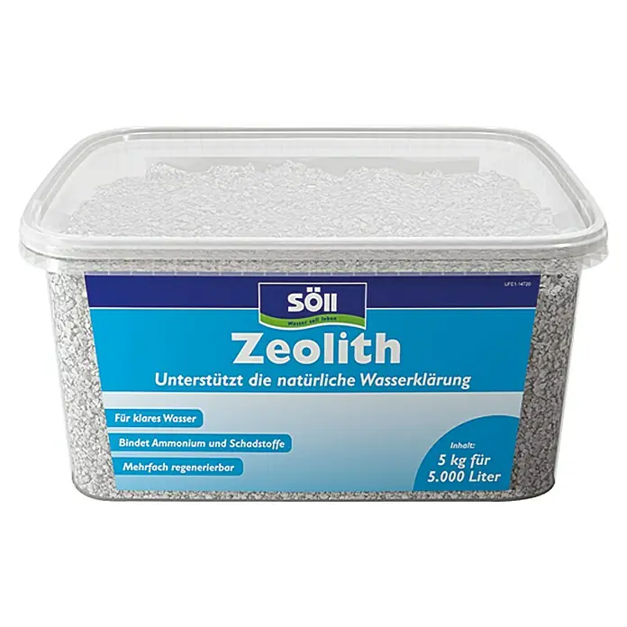 Söll Ammoniumentferner Zeolith - 5 kg - Ein Behälter Söll Zeolith zur natürlichen Wasserklärung. Es bindet Ammonium und Schadstoffe und ist mehrfach regenerierbar.