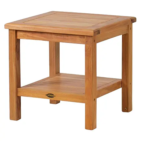 Teak Beistelltisch Cuneo 2 Ebenen 50 x 50 cm Massivholz wetterfest und edel