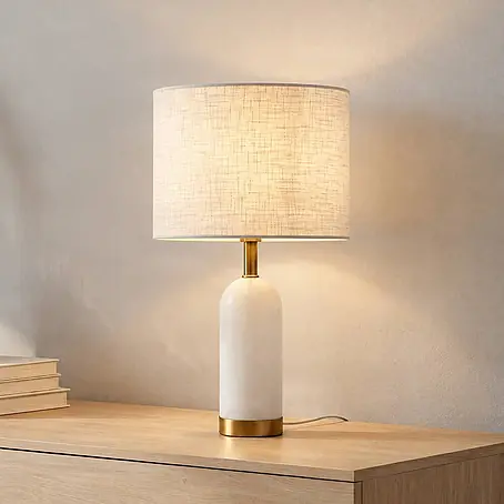 Lindby Tischlampe in weiß, grau, Nachttischlampe