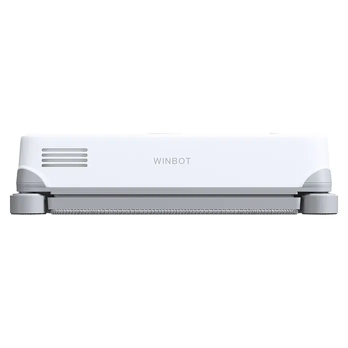 Ecovacs Saugwischroboter Winbot Mini 2 - Saugkraft: 8.000 Pa, Fassungsvermögen Roboter: 50 ml - Weißer und grauer WINBOT Fensterreinigungsroboter mit horizontalen Lüftungsschlitzen und Reinigungspads.