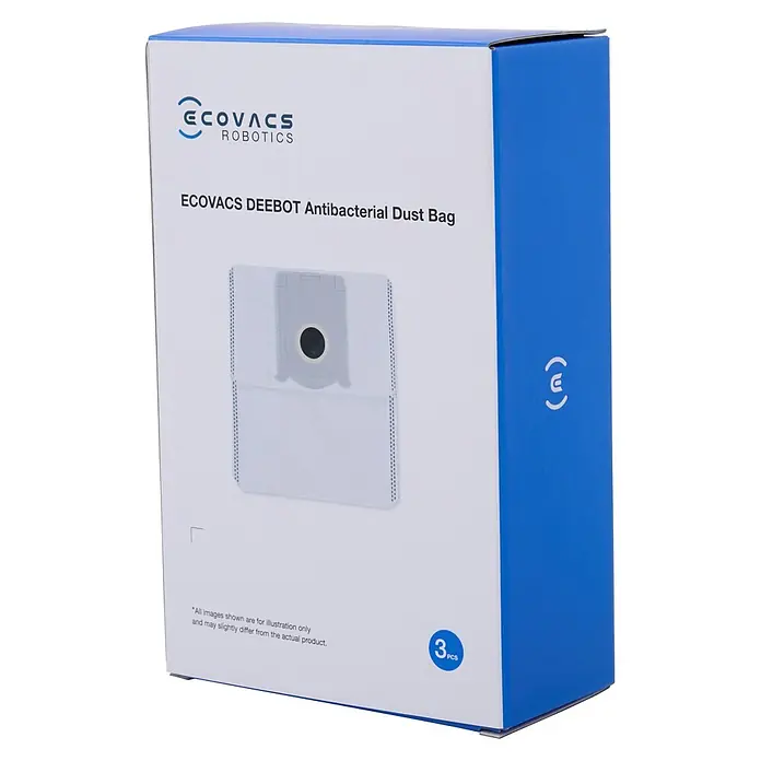 Ecovacs Staubbeutel T30E - Material: Vlies - Weiße und blaue Box mit 3 antibakteriellen ECOVACS DEEBOT Staubbeuteln.
