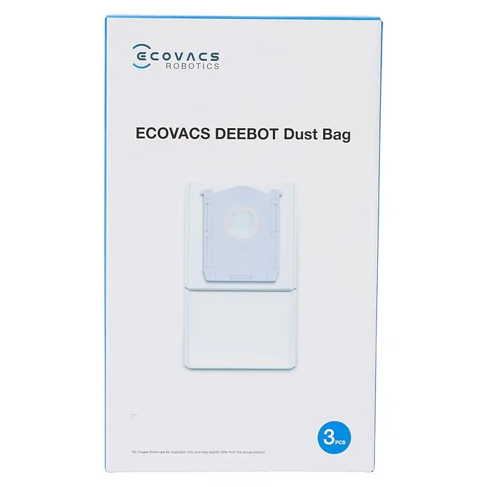 Ecovacs Staubbeutel X12 - Material: Vlies - Drei ECOVACS DEEBOT Staubbeutel in weißer Verpackung für Saugroboter.