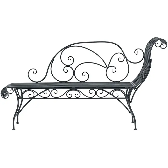 Furnicato Gartenbank Karma Recamiere aus Eisen im Jugendstil -  - Schwarze, verzierte Gartenbank aus Schmiedeeisen mit Schnörkelmuster.