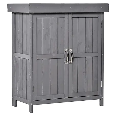 Furnicato Gartenschrank Tannenholz Grau L74 x B43 x H88 cm