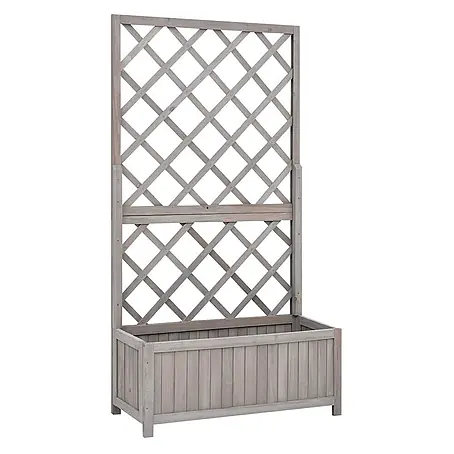 vidaXL Pflanzkübel mit Spalier Grau 70x30x135 cm Massivholz Tanne