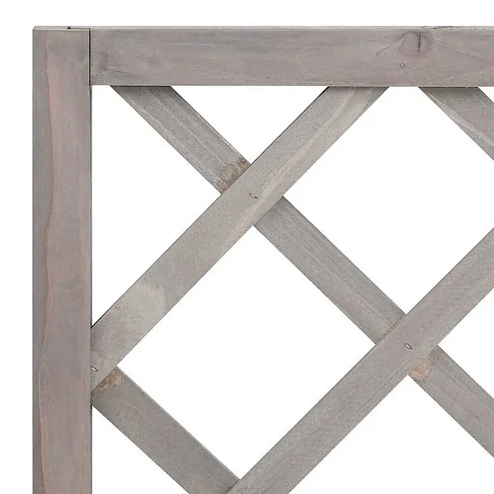 vidaXL Pflanzkübel mit Spalier Grau 70x30x135 cm Massivholz Tanne -  - Graues Holzspalier mit diagonalem Gittermuster.