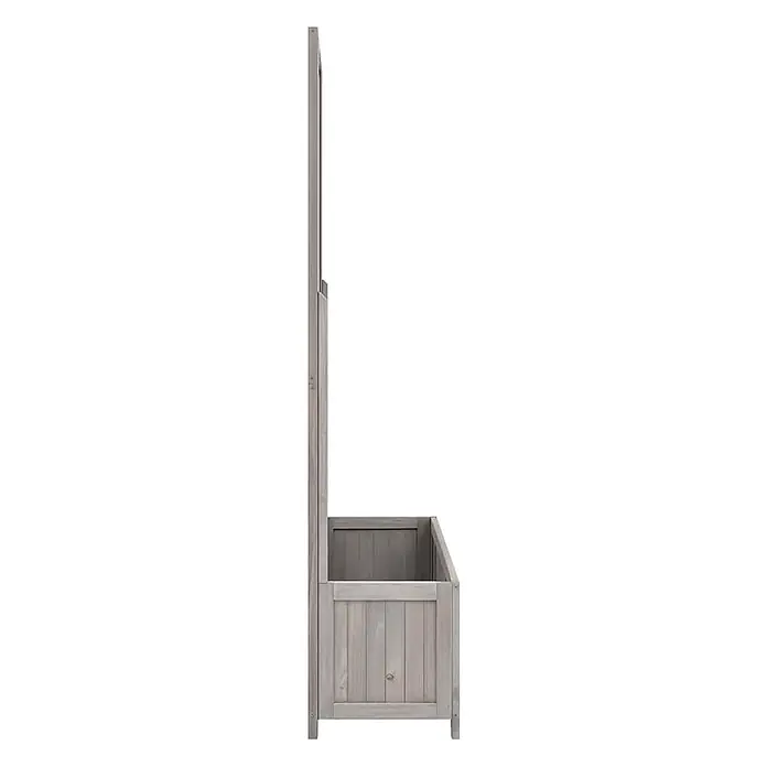 vidaXL Pflanzkübel mit Spalier Grau 70x30x135 cm Massivholz Tanne -  - Hellgrauer Holzpflanzkasten mit Spalier, seitlich betrachtet.