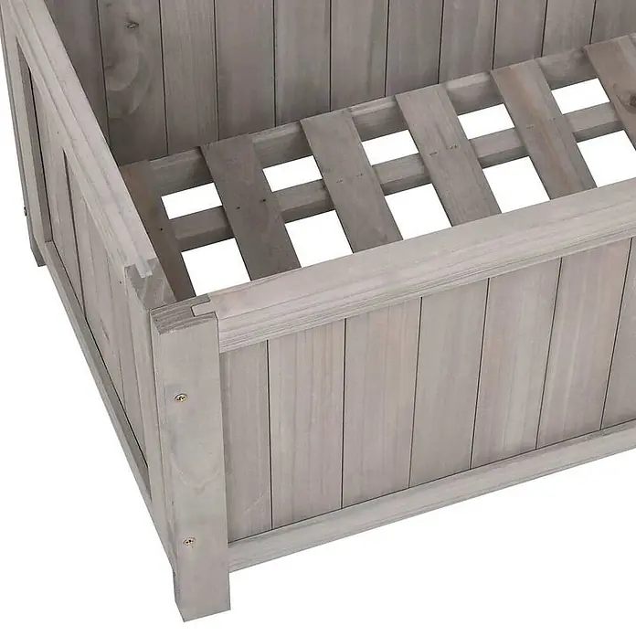 vidaXL Pflanzkübel mit Spalier Grau 70x30x135 cm Massivholz Tanne -  - Verwitterter hellgrauer Blumenkasten aus Holz mit Lattenrostboden.