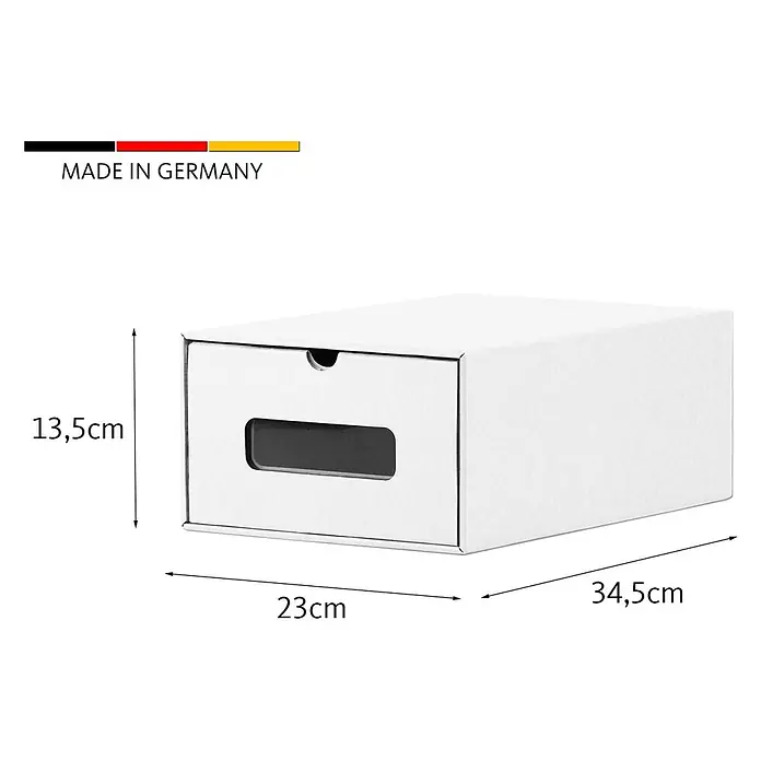 BigDean 10er Boxen Set Schuhbox, Weiß -  - Weißer Kartonschubladenbox. Maße: 13,5x23x34,5cm. Hergestellt in Deutschland.