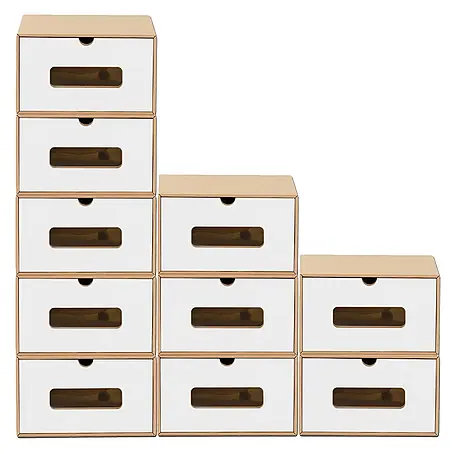 BigDean 10er Boxen Set Schuhbox, Braun