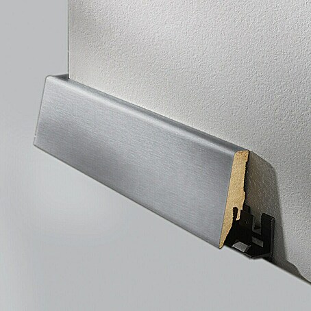 LOGOCLIC Sockelleiste K58 D Edelstahl (260 cm x 19 mm x 58 mm, MDF)