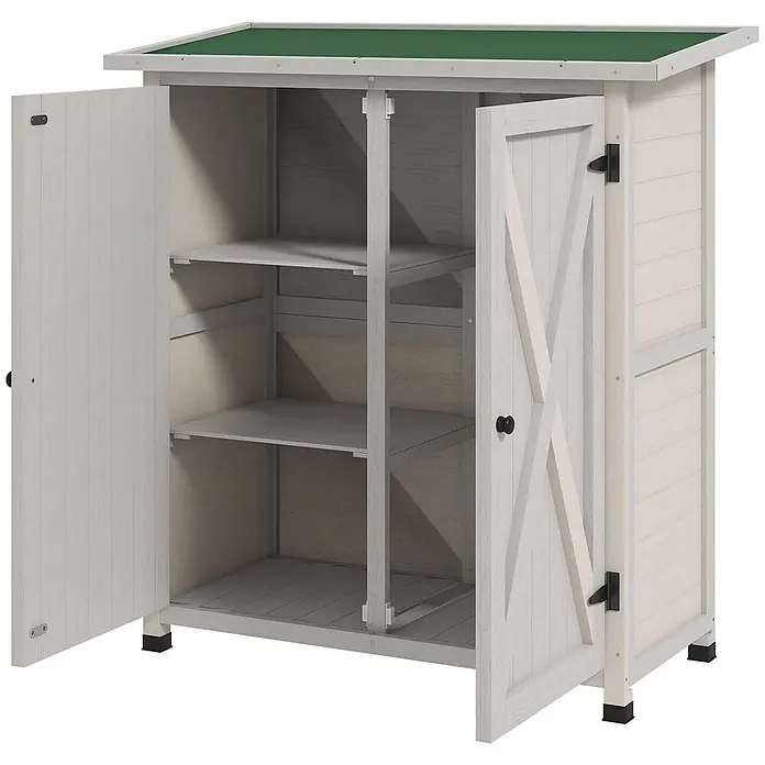 Furnicato Gartenschrank aus Tannenholz, Hellgrau, 110x55x117 cm - 