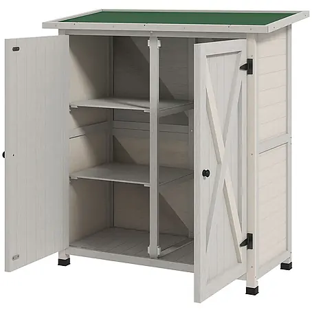 Furnicato Gartenschrank aus Tannenholz, Hellgrau, 110x55x117 cm