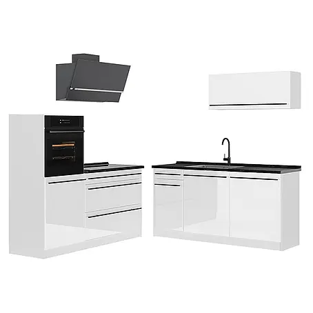Küchenzeile R-Line 160 cm Weiß Hochglanz Art.-Nr. 66154
