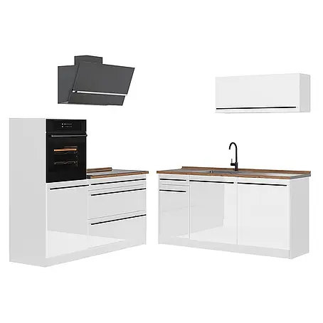 Küchenzeile R-Line 160 cm Weiß Hochglanz Art.-Nr. 66155