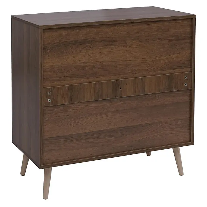 Mendler Kommode HWC-P51, Poly-Rattan MDF 79x80x40cm - braun -  - Dunkelbrauner Holzschrank mit hellen, konischen Beinen.