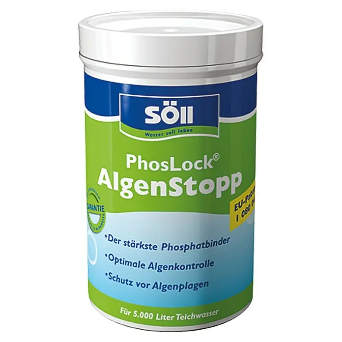 Söll AlgenStopp PhosLock - 250 g, Max. ausreichend für Flüssigkeitsmenge: 5.000 l - Söll PhosLock AlgenStopp: Ein starker Phosphatbinder zur optimalen Algenkontrolle und zum Schutz vor Algenplagen im Teich.
