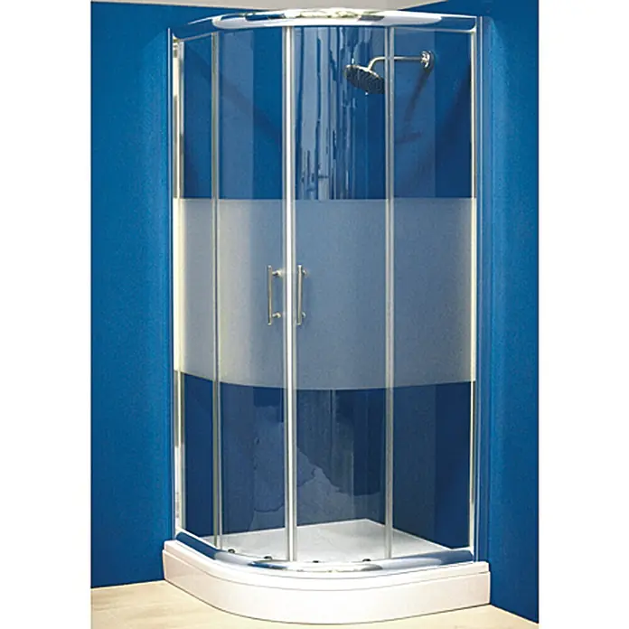 GEO Made for You Runddusche - 90 x 90 x 195 cm, Verchromt, Chrom - Elegante Duschkabine mit klarem und satiniertem Glas, ideal für moderne Badezimmer.