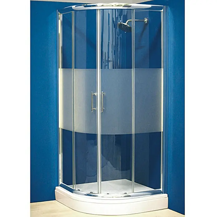 GEO Made for You Runddusche - 90 x 90 x 195 cm, Verchromt, Chrom - Elegante Duschkabine mit klarem und satiniertem Glas, ideal für moderne Badezimmer.
