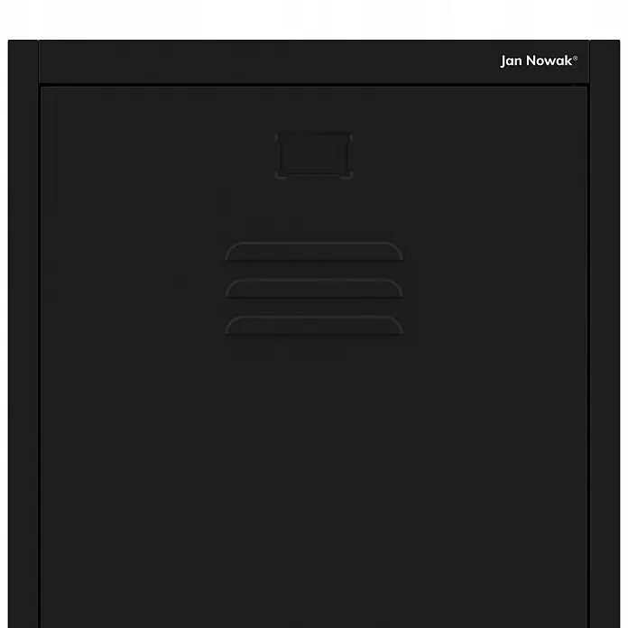 Jan Nowak Besen- und Haushaltsschrank AGNES, 50x185x50 cm, Schwarz -  - Schwarze Metallschranktür mit eingelassener Grifffläche und Lüftungsschlitzen. Marke Jan Nowak®.