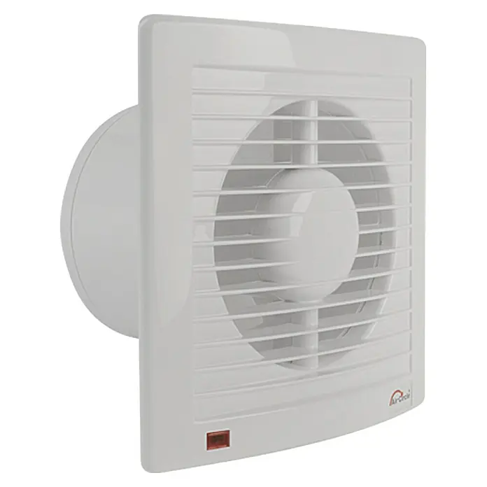 Air-Circle Wandventilator Air Style - Luftleistung: 165 m³/h, Weiß, Durchmesser: 12,5 cm, Economic-Timer - Ein weißer Aircool-Ventilator für Badezimmer, der an der Wand montiert wird. Er sorgt für gute Luftzirkulation und ist leise.